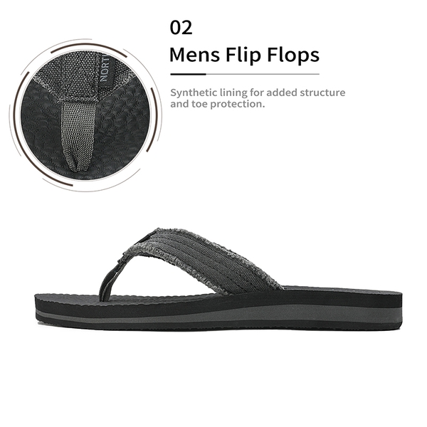 Men's Comfortable Flip Flops - BLACK GREY - 3
